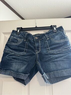 Mudd Dark Blue Denim Cuffed Jean Shorts